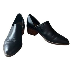 Crown Vintage Women's 7.5 Morrison Booties Black Leather Heel Block Heel Pointed